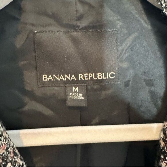 Banana Republic Navy Plaid Raw Cut Tweed Wrap Jacket | M - Picture 9 of 10